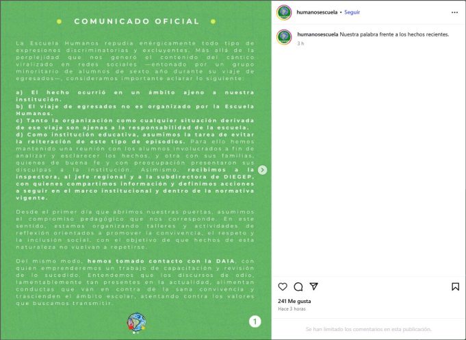 La escuela de los alumnos que se grabaron con cánticos antisemitas adelantó las primeras medidas tras la viralización del video