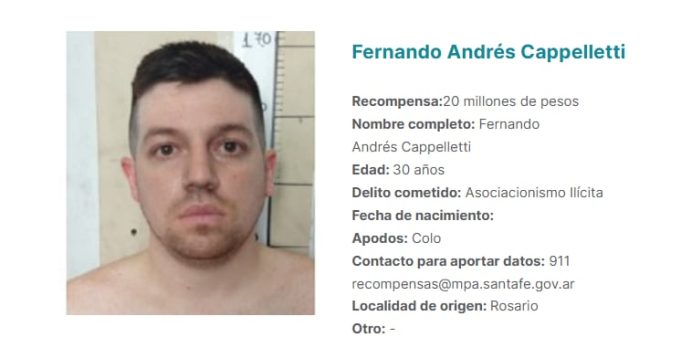 Quién es “Colo” Cappelletti, el prófugo vinculado a Los Menores que regentea el juego clandestino en Rosario