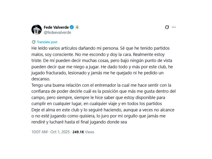 La nueva polémica que le estalló a Xabi Alonso en Real Madrid por la suplencia de Federico Valverde: el comunicado del uruguayo
