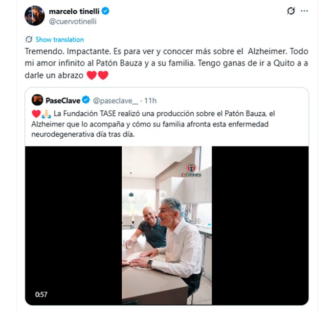 Las imágenes de la lucha del Patón Bauza contra su enfermedad neurodegenerativa: la emotiva reacción de Marcelo Tinelli