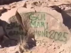 Mendoza: un grupo de ecologistas realizó una limpieza en las rocas de montaña para borrar grafitis